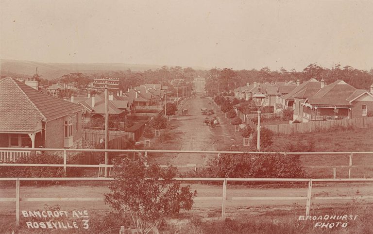 Corner of Hill and Bancroft Ave, Roseville, circa 1900-1921. State Library of NSW